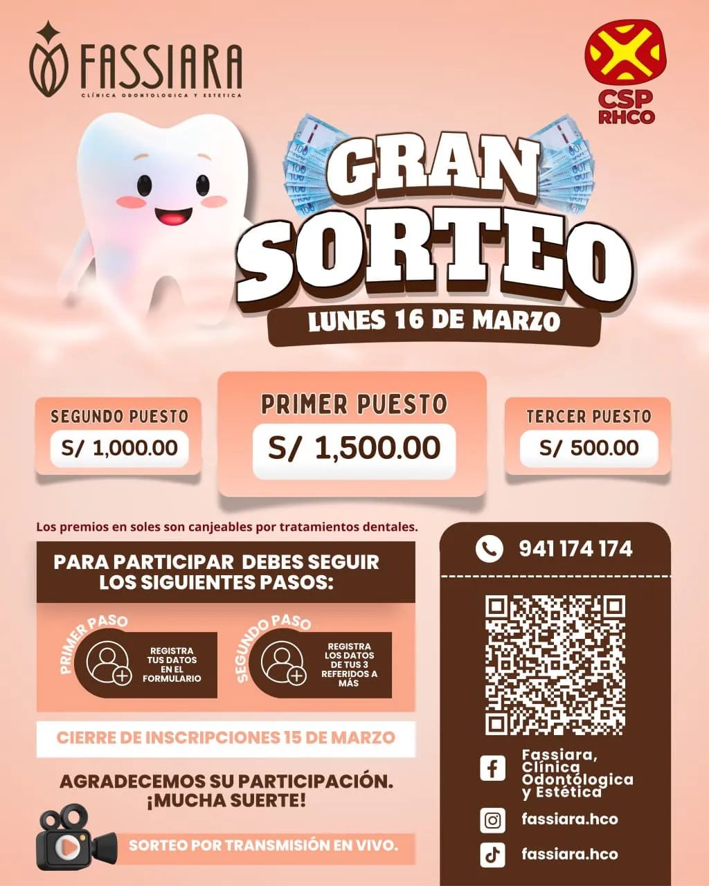 💛🦷 SORTEO ESPECIAL – COLEGIO DE SOCIÓLOGOS DE HUÁNUCO 🦷💛